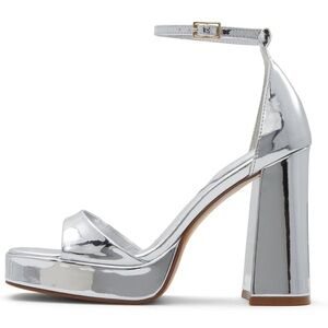 Metallic silver heels